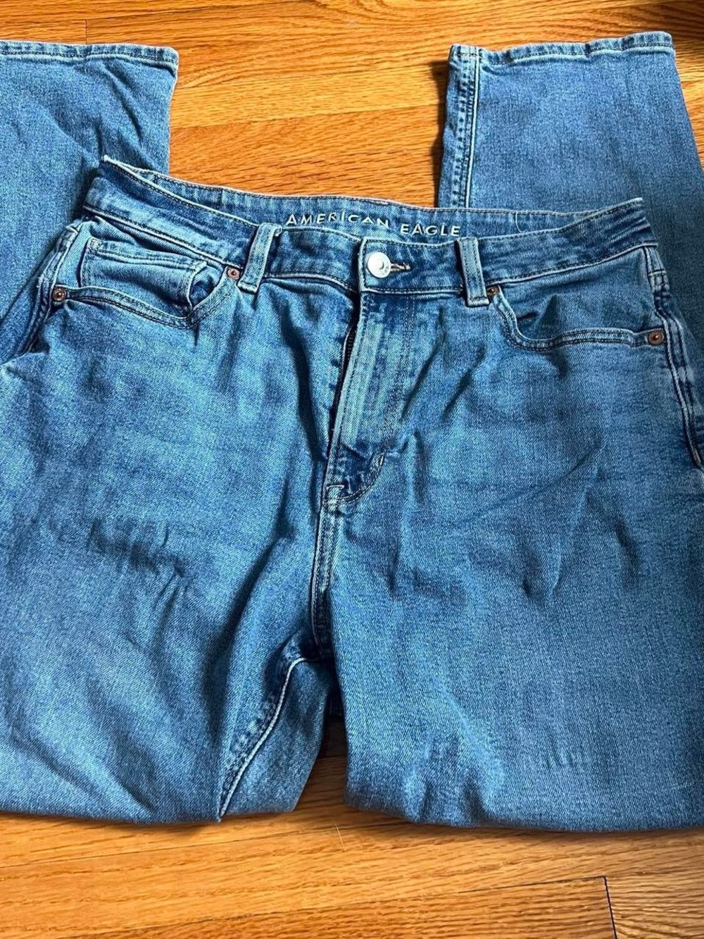 American Eagle Stretch Mom Jeans Classic Blue Jeans